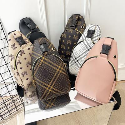 Guangzhou Women's Bag Summer and Autumn Printed Letter Geometric Square Breast Bag Portable Oblique Span Large Capacity Simple Mobile Phone Bag