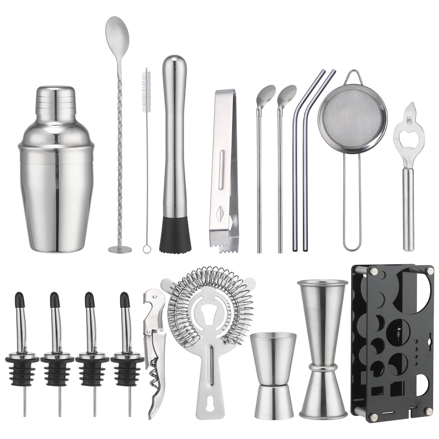 

Миксер из нержавеющей стали Инструмент для смешивания коктейлей Набор из 20 акриловых предметов Соломинка Ложка Снежный стакан