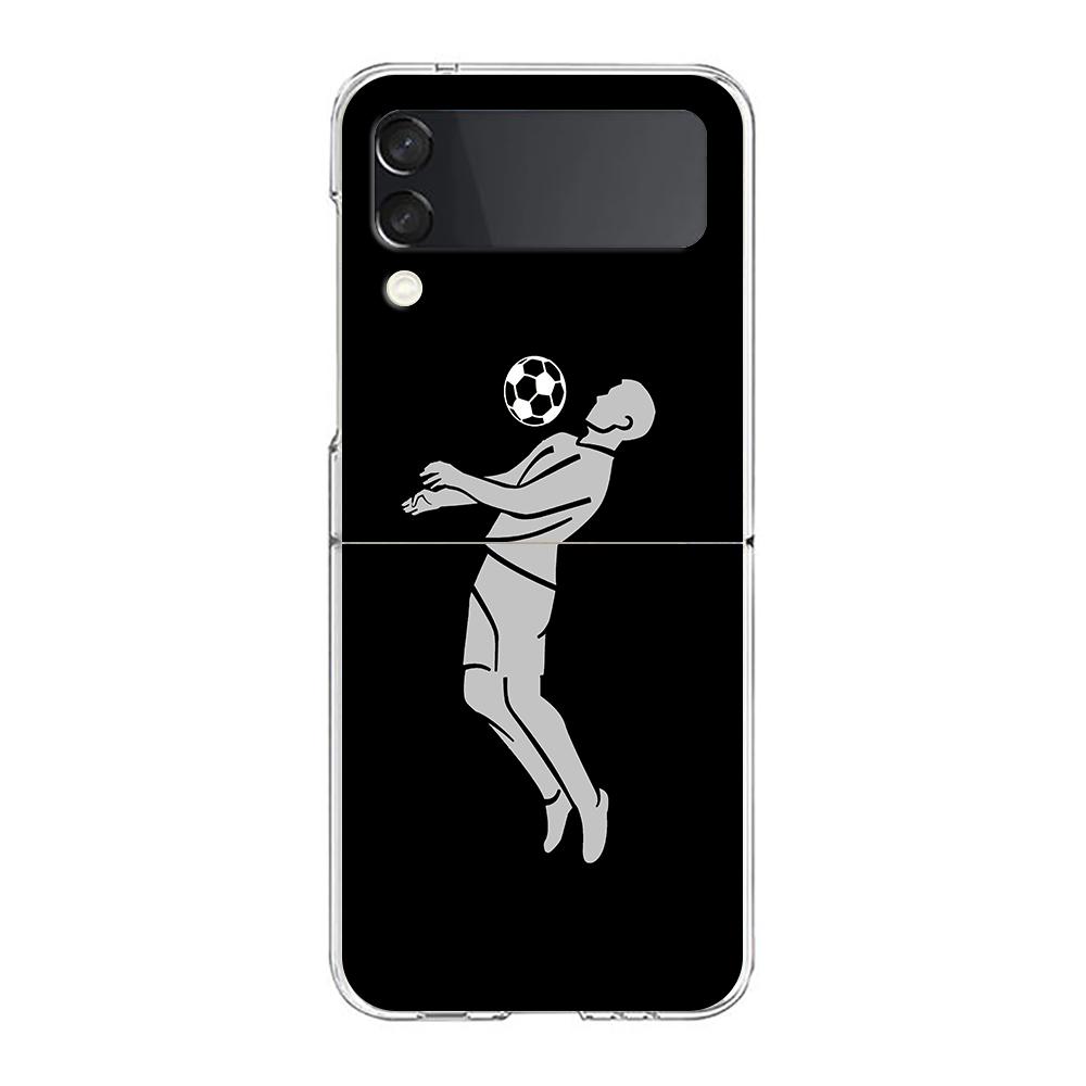 Football Player Soccer Art Clear Phone Case For Samsung Galaxy Z Flip 3 4 5 Hard Folding Shell For Samsung Z Flip3 Back Cover