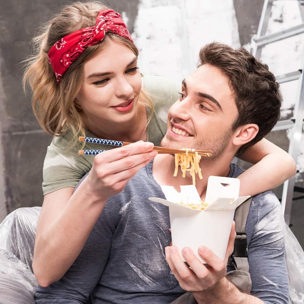 Antner 5 Pairs Natural Bamboo Chopsticks Reble Classic Japanese Style Chop Sticks Gift Sets, Dishwasher Safe, 8.8 Inch/22.5cm