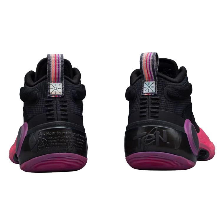 Li Ning WOW 10 Sunrise Comfortable Cushioning, Wear Resistant Mid Top Basketball Shoes Men's Black ABAS075-1