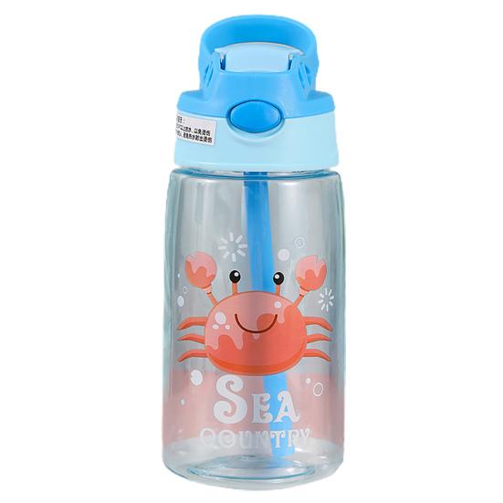480ml Dětský kelímek s brčkem Průhledný kreslený vzor Přenosný kelímek Sippy Venkovní láhev na vodu Boys Girls
