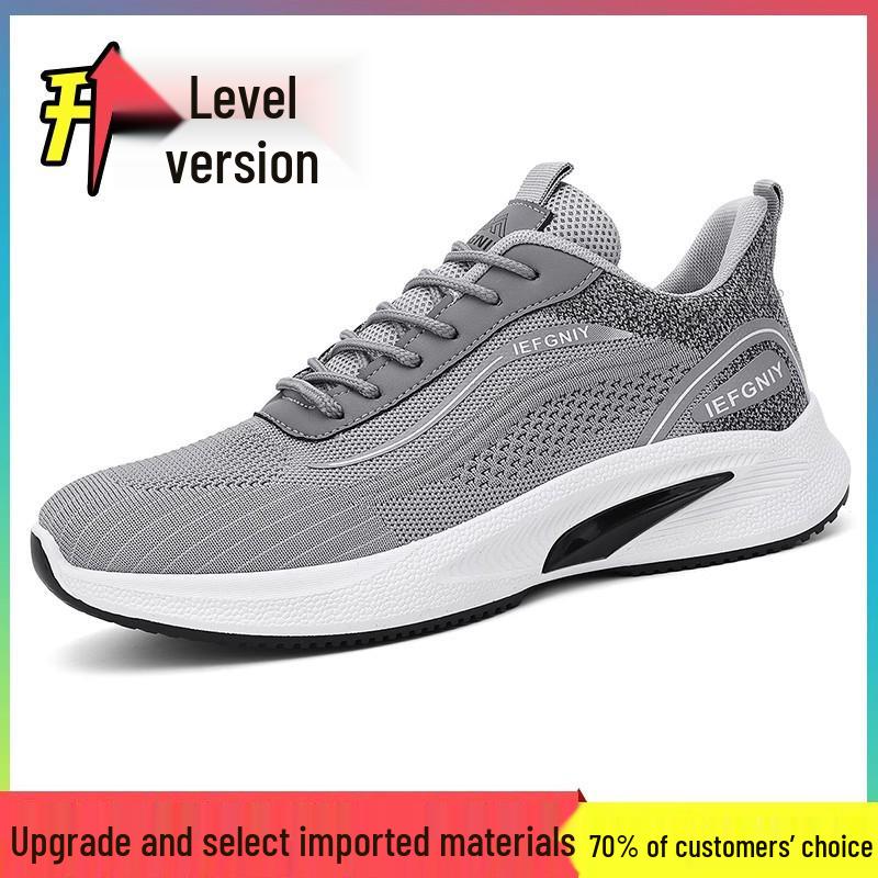 2025 Men's Black Breathable Mesh Running Shoes - Odor-Resistant Casual Lightweight Sneakers