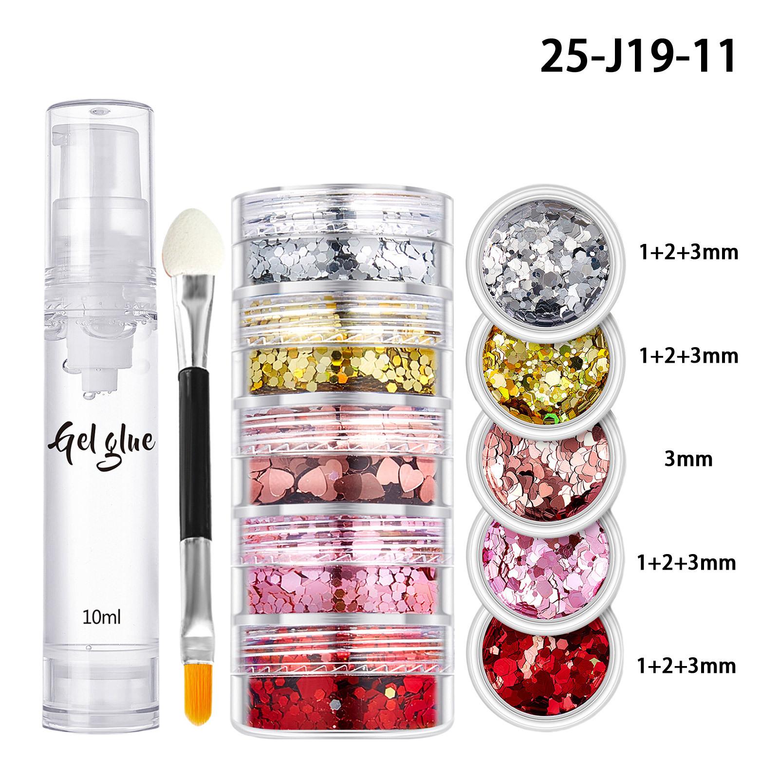 

Festival Glitter Makeup Set - 5-Tier Sequin with Adhesive Gel and Applicator for Hair Face Nail Designs One Size