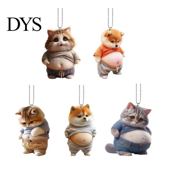 Fat Belly Cat Decor Automobile Pendant Car Ornament Lightweight Colorful Decoration Acrylic Hanging Mirror Windows Bags Striking