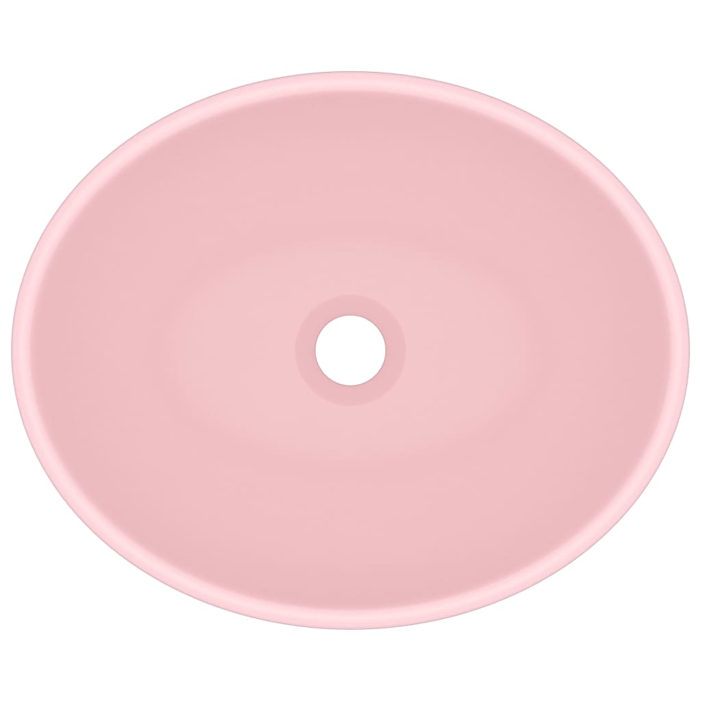 Luxurious Oval Wash Basin Matte Pink 40 X 33 Cm Ceramic
