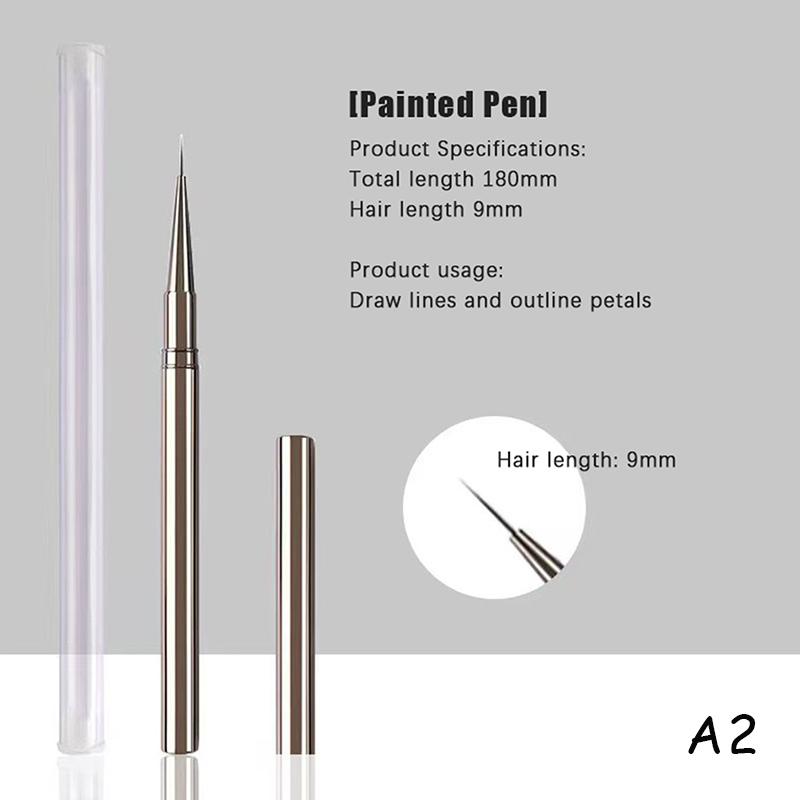 Nail Glue Phototherapy Brush UV Gel Painting Pen Nail Art Drawing Liner Brush Metal Manucure Professionnel Brushes Tools