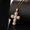 Fashion Classic Gold Plated Cross Necklace for Women European and American Charm Micro Stone Stainless Steel Pendant Jewelry