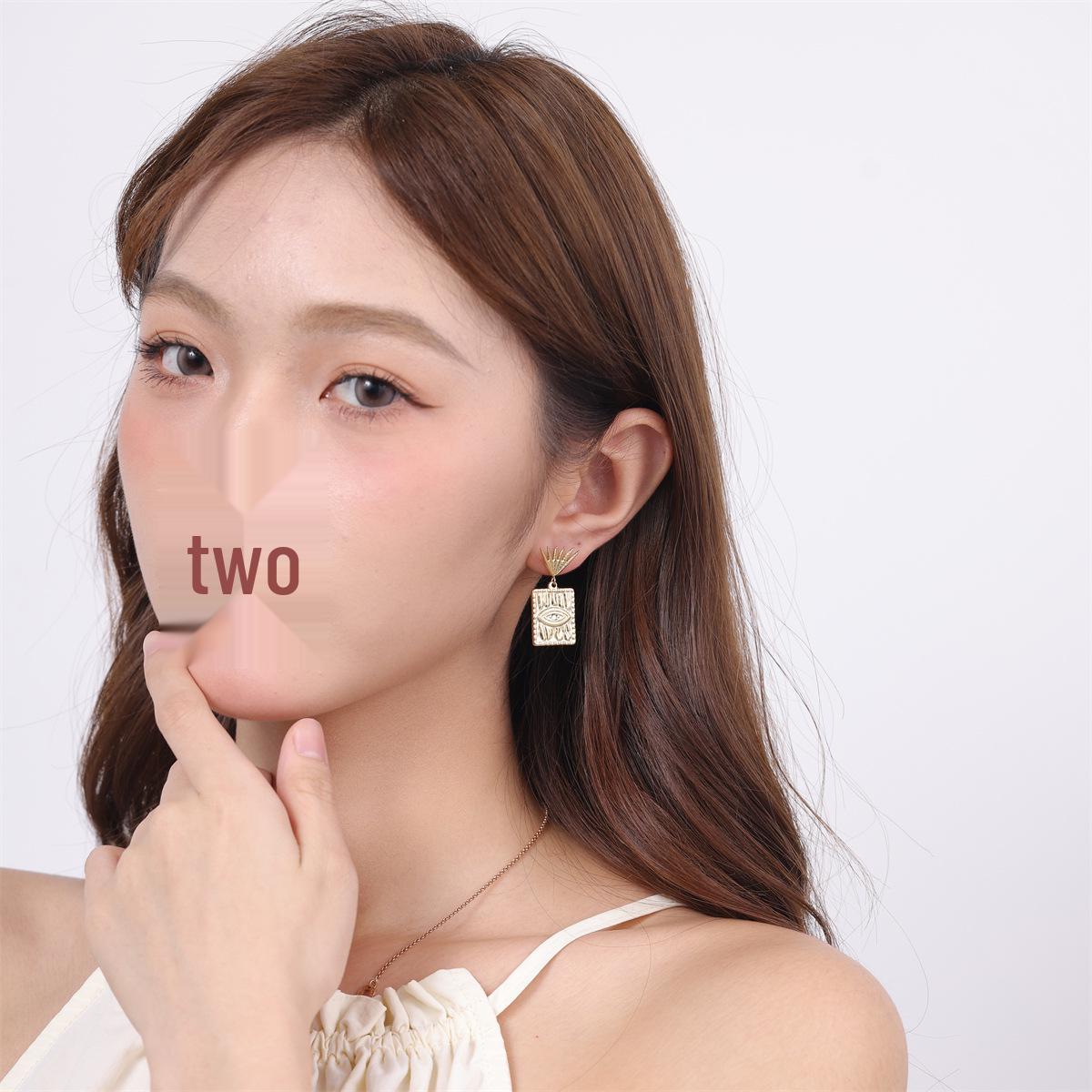 

Европейский и американский стиль знаменитостей, квадратная подвеска «Глаз дьявола», серьги из нержавеющей стали для женщин