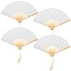 Ibasenice Mini Folding Fans, Set of 4, Foldable Handheld Paper Fans, Plain White, Lightweight and Compact, 9.8 Inch, Perfect for Doll Photography