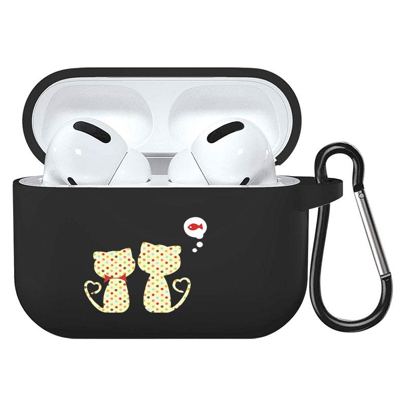 קריקטורה חמוד חיות מחמד כלב חתול בעל חיים ינשוף צמח פרחי אפל עבור אפל AirPods 2 3 כיסויי אוזניות חסינות זעזועים שחורות AirPods Pro Funds Cover