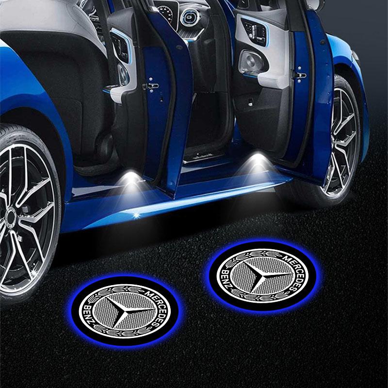 2 stk/sett HD LED Velkomstlys Bildør Projektorlamper Biltilbehør For Mercedes Benz C63 W117 Cla45 W205 W212 E63 W207 W176 A45 X156 Gla45 AMG