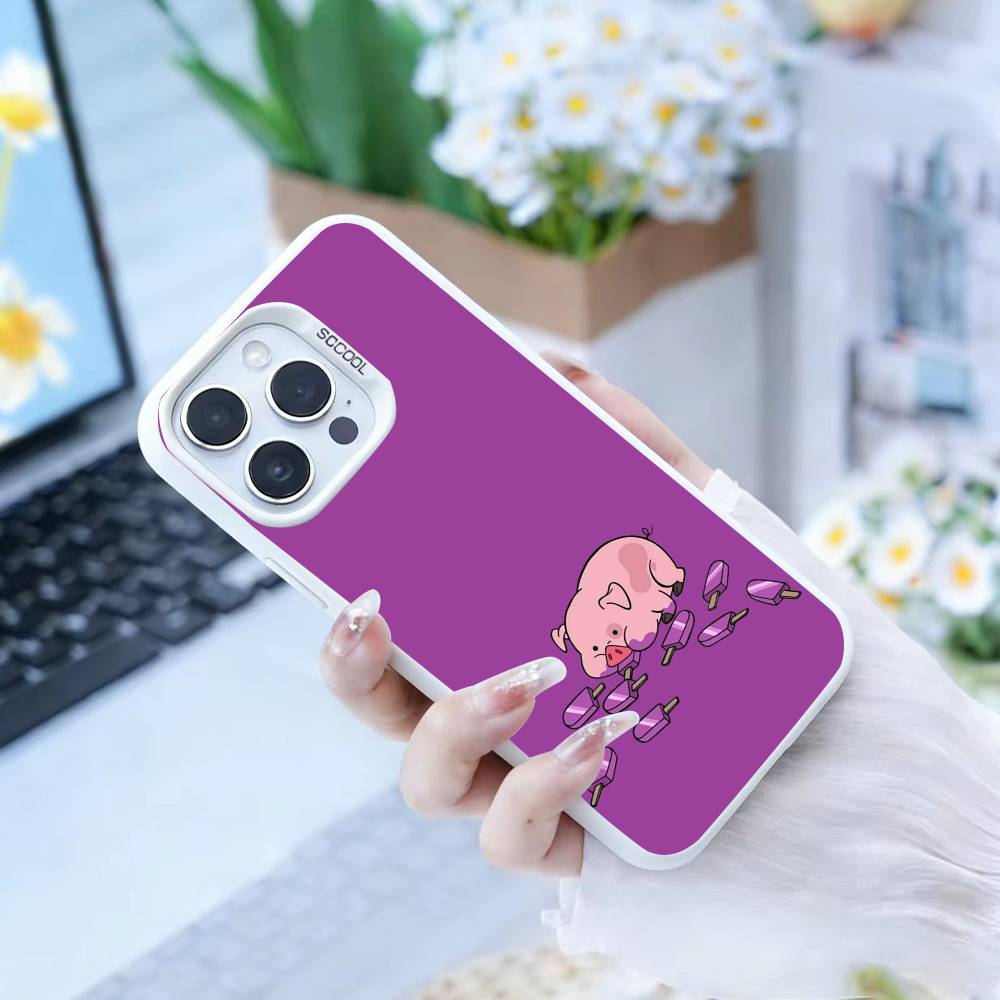 Cute Cartoon Pig  Phone Case For iPhone17, 16,15,14,13,12 Pro Max white Candy Matte Shockproof Cover