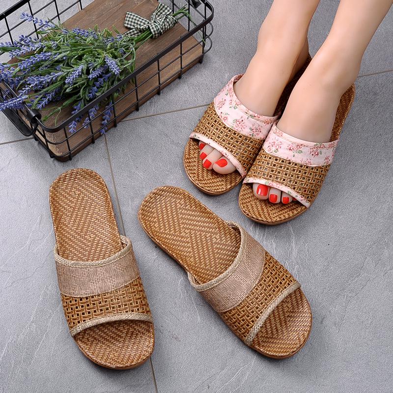 Summer Non-slip Indoor Slippers for Men and Women - Thick Sole, Perfect for Wood Floors and Rattan Matting