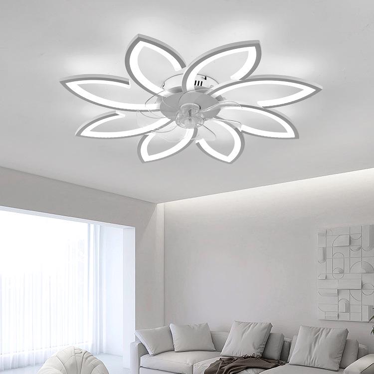 Silent Modern Flush Mount Ceiling Fan Light for Living Room/Bedroom