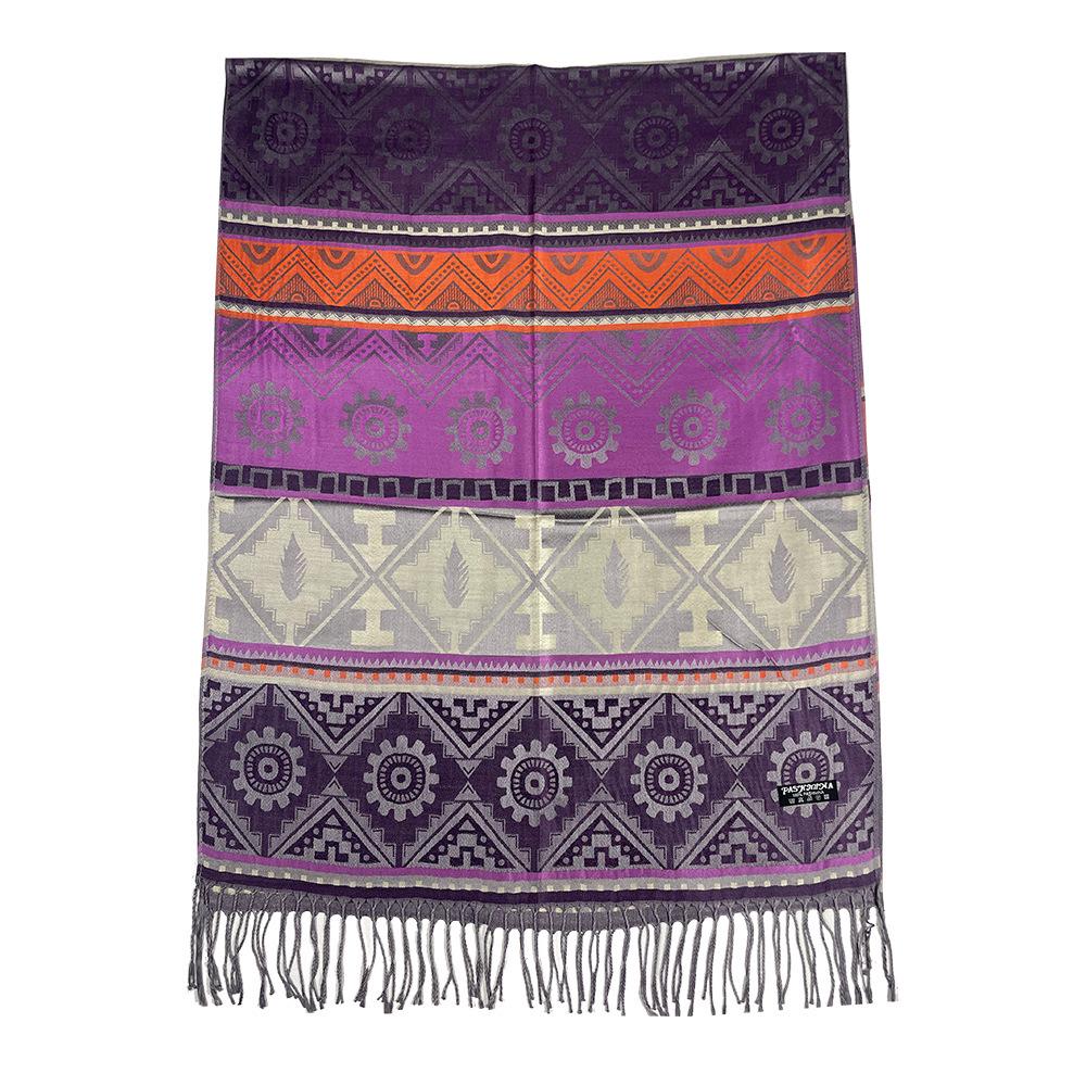Bohemian Cotton Jacquard Geometric Shawl: High-End Women's Evening Scarf