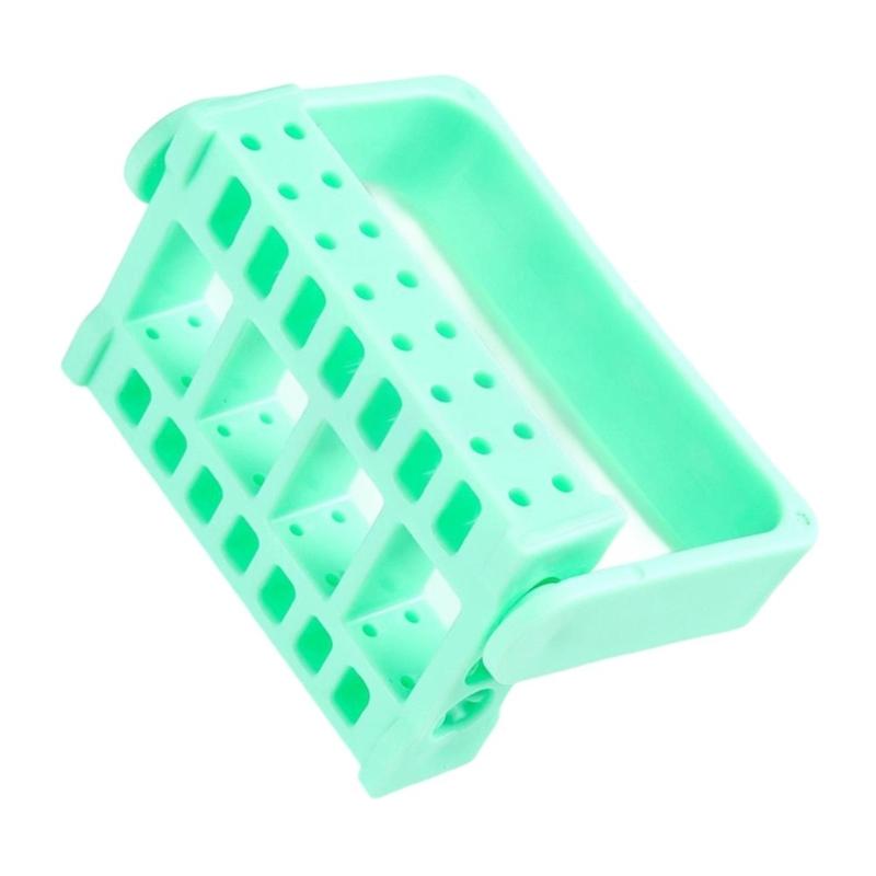 Прочный пластиковый держатель для фрез для маникюра настольный органайзер с многослотовым дизайном для хранения инструментов для нейл-арта зелёный 557₽