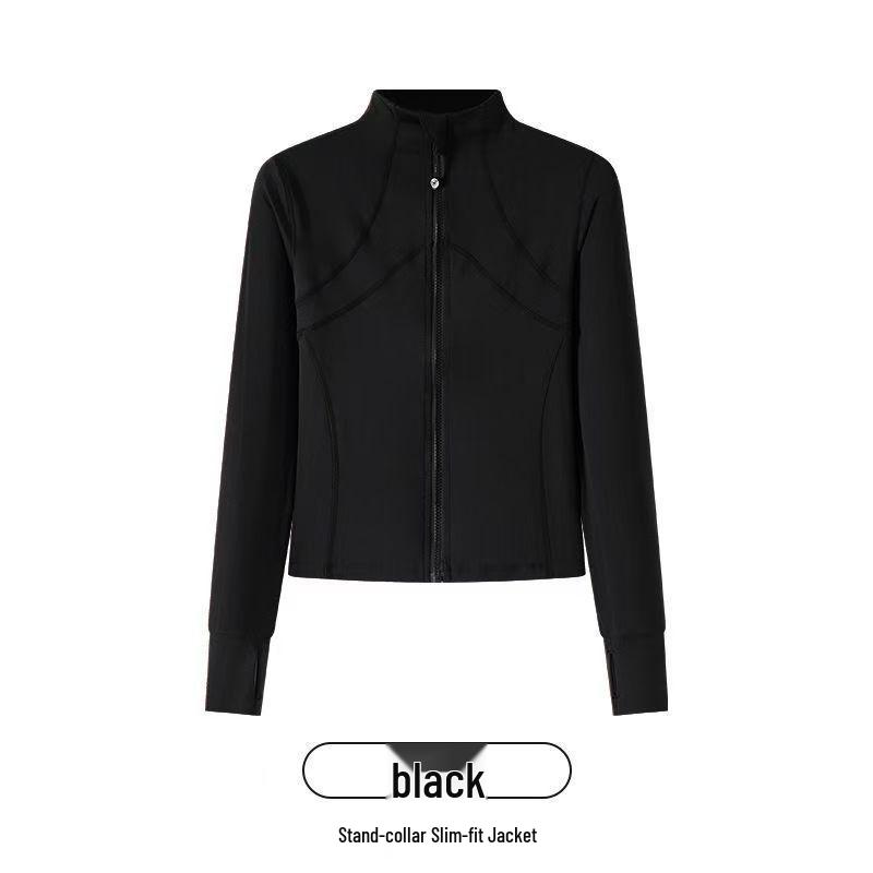

2026 Spring Slim Fit Yoga Jacket: Four Pockets, Stand Collar, Long Sleeve Sportswear for Fitness and Casual Running. L