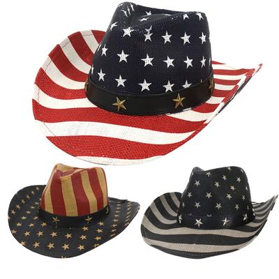 Erkekler Vintage ABD Amerikan Bayrağı Kovboy Şapkası Batı Şeklinde-It