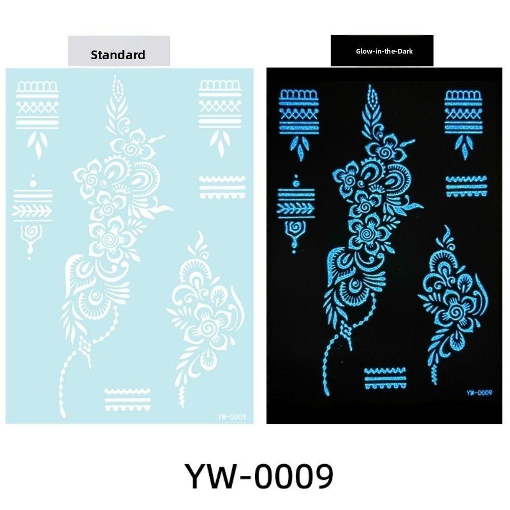 Wedding Tool Luminous Henna Tattoo Sticker White Body Art Sticker Lace Temporary Tattoo  Girls
