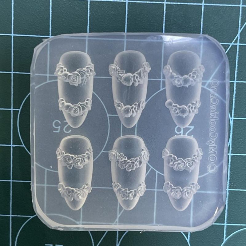 Transparent Silicone Nail Art Mold Belt Buckle Flower Butterfly Four-Leaf Clover 3D Nail Decoration Mold Manicure Template