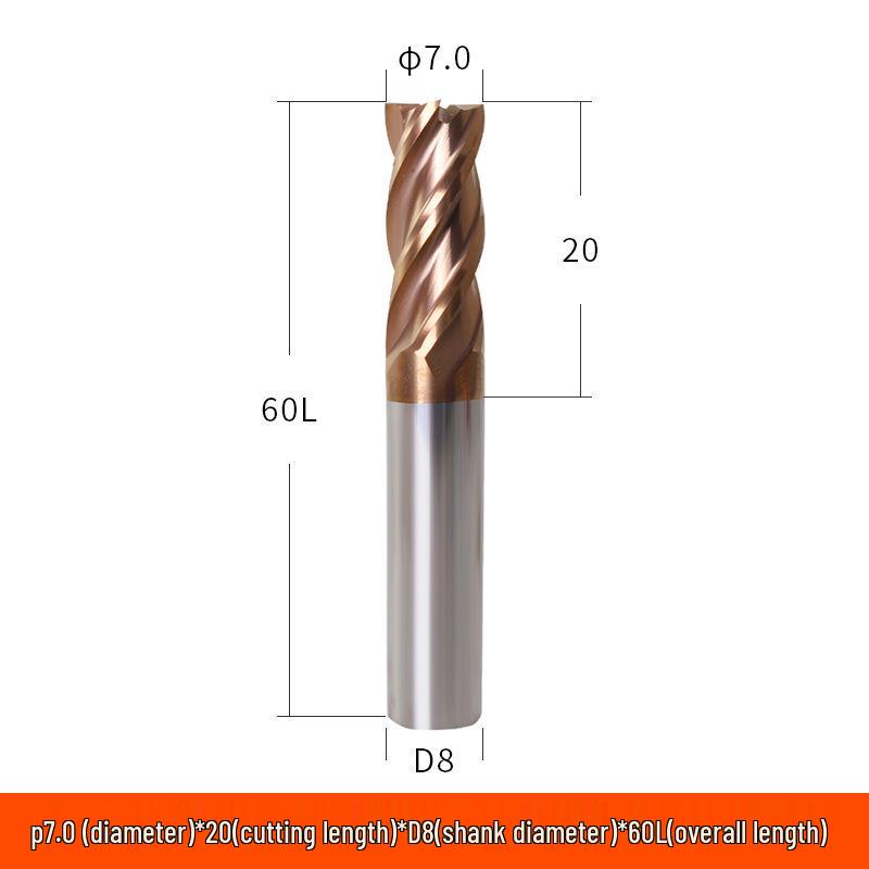 Taiwan 60° Tungsten Carbide 4-Flute Coated End Mill for Steel CNC Machining