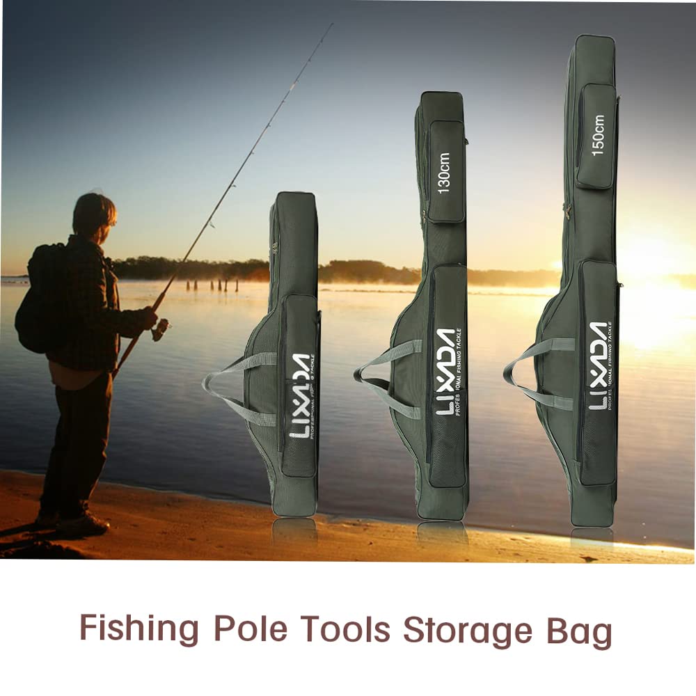 Lixada Portable Fishing Rod Case, Fishing Bag, Fishing Rod Storage Bag, Tackle Bag, 80/100/130/150/170/190cm, Army Green