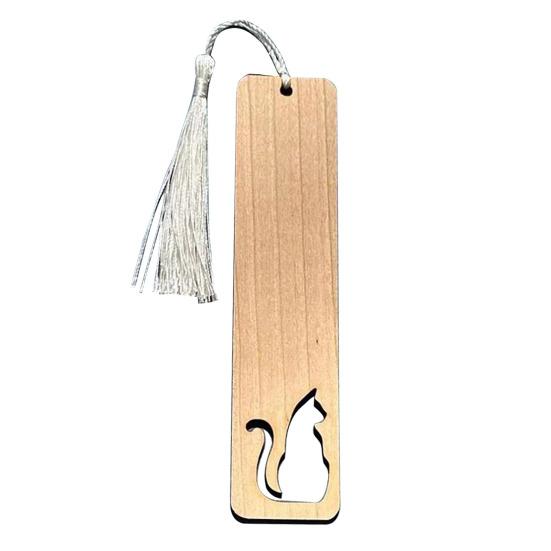 Pet Themed Bookmark Wooden Dog/Cat/Bone/Paw Carving Book Mark with Tassel Gift for Book Lovers Pet Owners