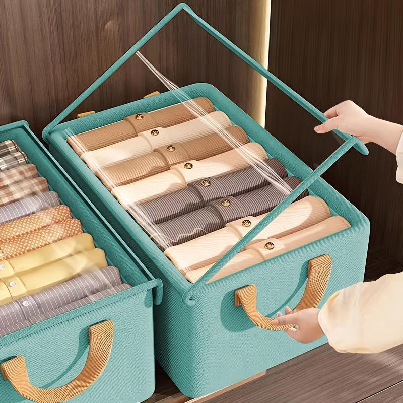 Foldable Fabric Clothes Storage Box, Multi-Purpose Closet Storage Box with Transparent Windows, Perfect for Pants And Underwear, Covered, Tiered