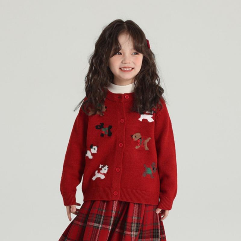 Spring New Children's Cute All-match Animal Pattern Knitted Cardigan