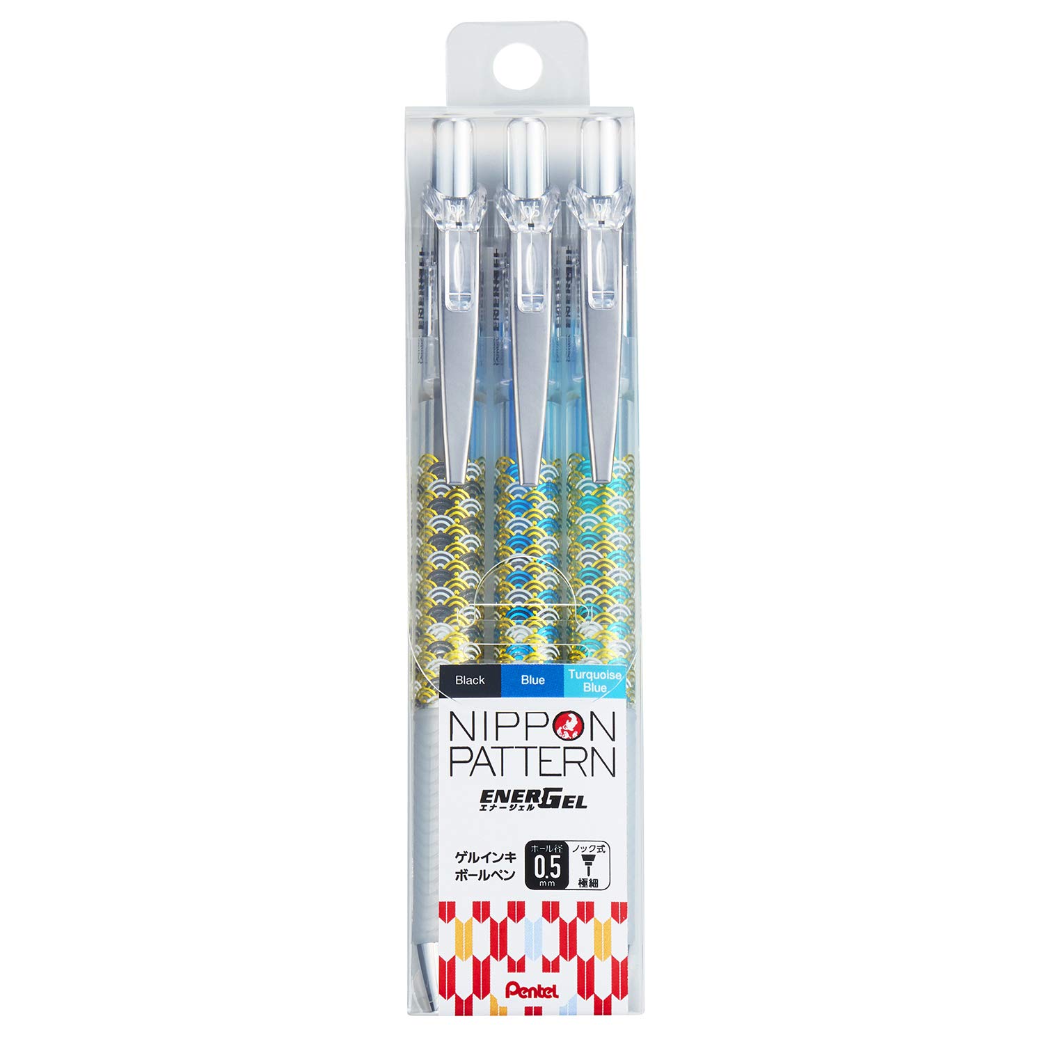 

Pentel EnerGel Infree Gel Ink Ballpoint Limited Edition Japanese 3 Pens Pen, 0.5mm, Design, BLN75TLJ-3A,