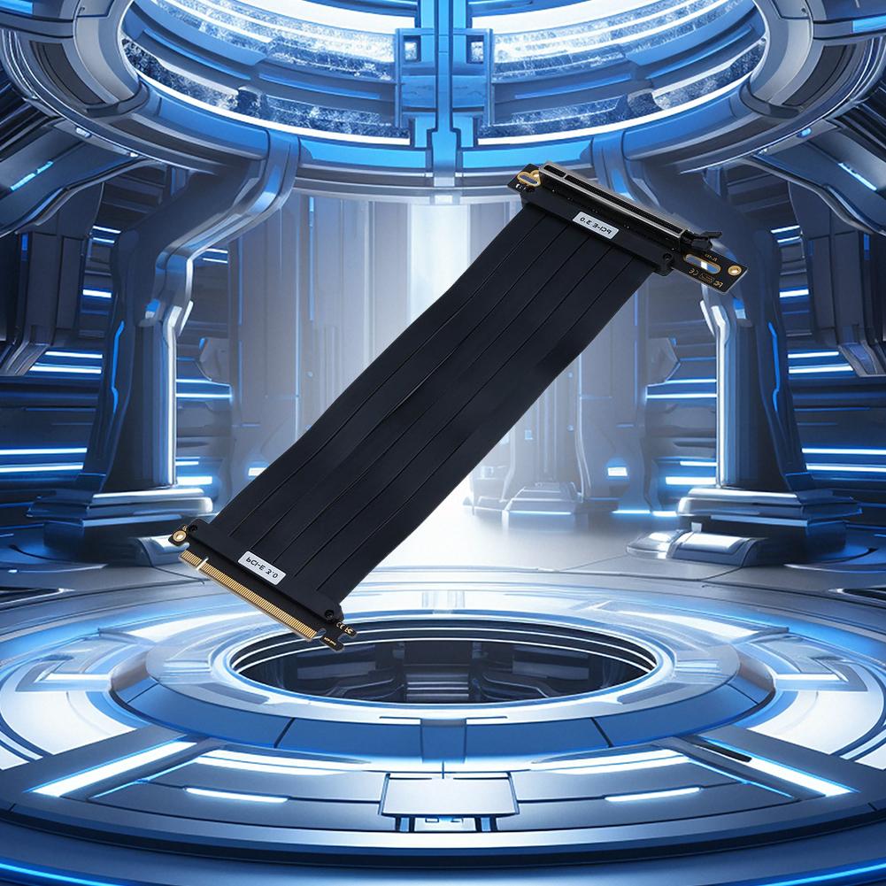 PCIe 3.0 X16 High Speed Flexible Extender Card EMI Shielded Graphics Card Extension Cable Extension Port 90 Degree Adapter