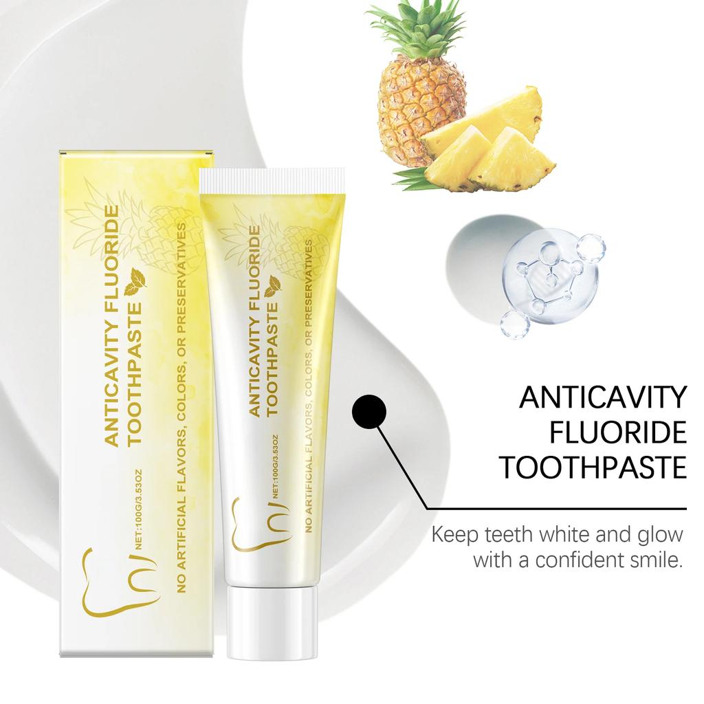 Pineapple Whitening Toothpaste Daily Care Gentle Cleaning Yellow Stains Remove Bad Breath Lasting Brightening Toothpaste