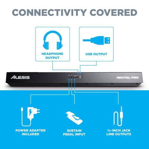 Alesis Digital Piano, 88 Keys, Weighted Hammer Action Keyboard, Lesson Function, Recording Function, LCD Screen, Recital Pro