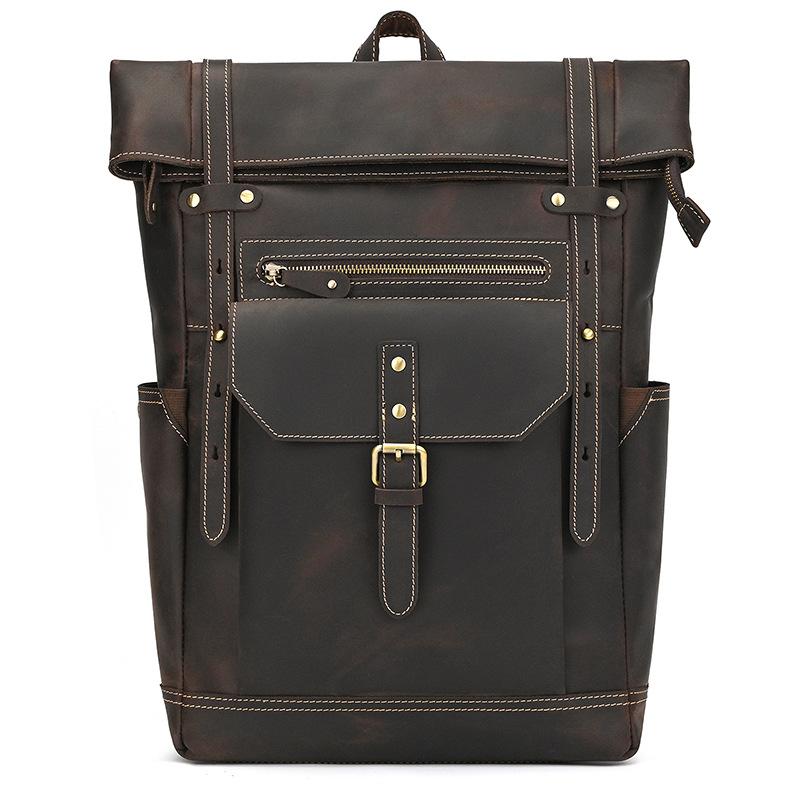 Vintage Men's Backpack Crazy Horse Leather Backpack