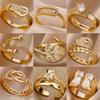Hot-selling Gold-plated Full Diamond Titanium Steel Non-fading Opening Ring Female Zircon Leaf Ring Female Senior Sense