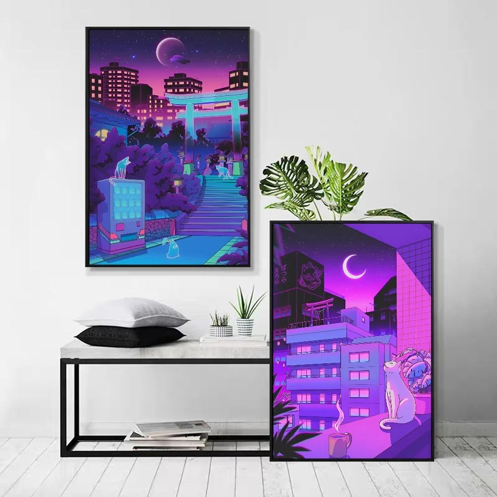 Sonnenuntergang Spaziergang IN DER STADT Poster Gute Qualität Drucke Und Poster Vintage Zimmer Leinwandgemälde Heim Bar Café Dekor Ästhetische Kunst