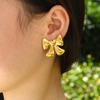 18K Gold Plated Bow Necklace for Women Stainless Steel Bowknot Heart Charm 3D Pendant Snake Chain Jewelry Gift Custom`