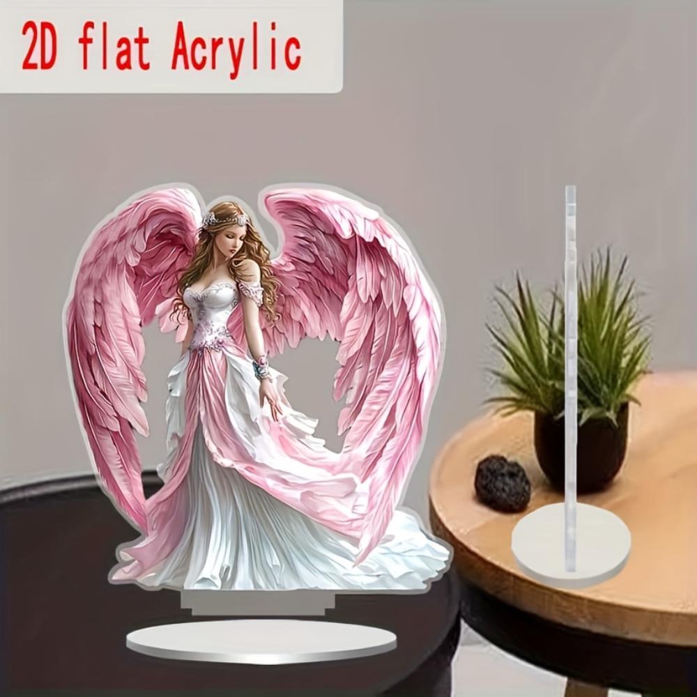 Schutzheiliger Engelsflügel, 2D flach, Acryl, Tischdekoration, Ornamente, geeignet für Büro, Wohnzimmer, Party, Weihnachten, Halloween