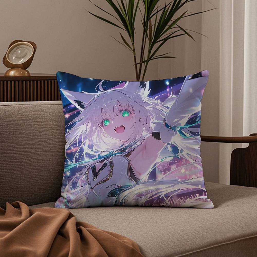 Cute S-Shirakami F-Fubuki Pillow Case Comfort Sofa Bed Silky elegant Invisible zipper Custom Decorative cushion cover