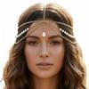 New Party Wedding Head Jewelry Metal Water Drops Imitate Pearls Tassel Head Chain Headpiece For Women Hair Accessories