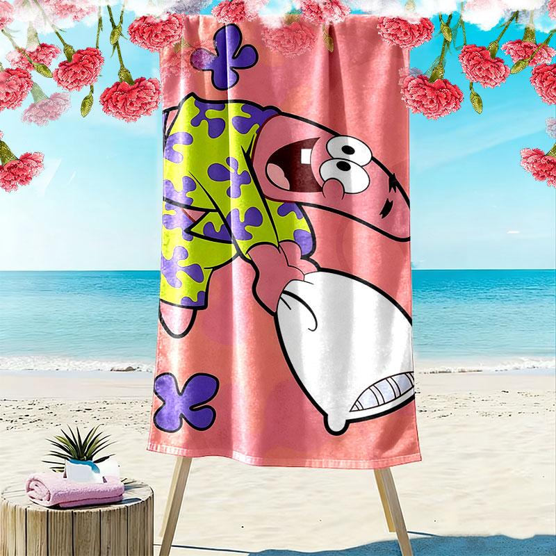 Patrick Star Print Beach Towel, Large Soft Quick Dry Towel for Beach Camping Swimming