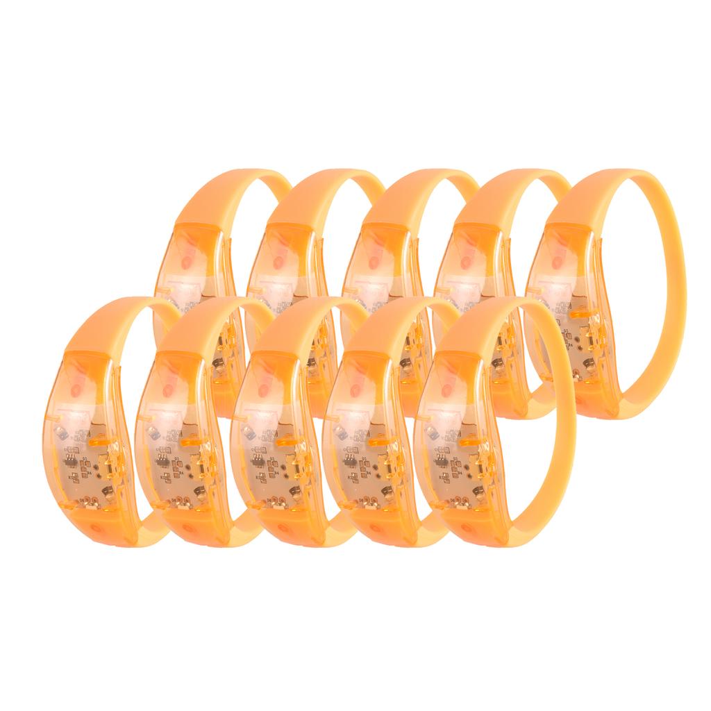 Pack of 10 LED Silicone Bracelets Flashing Light Up Wristband Accessory Adjustable Size Wrist Bands Jewelry for Party
