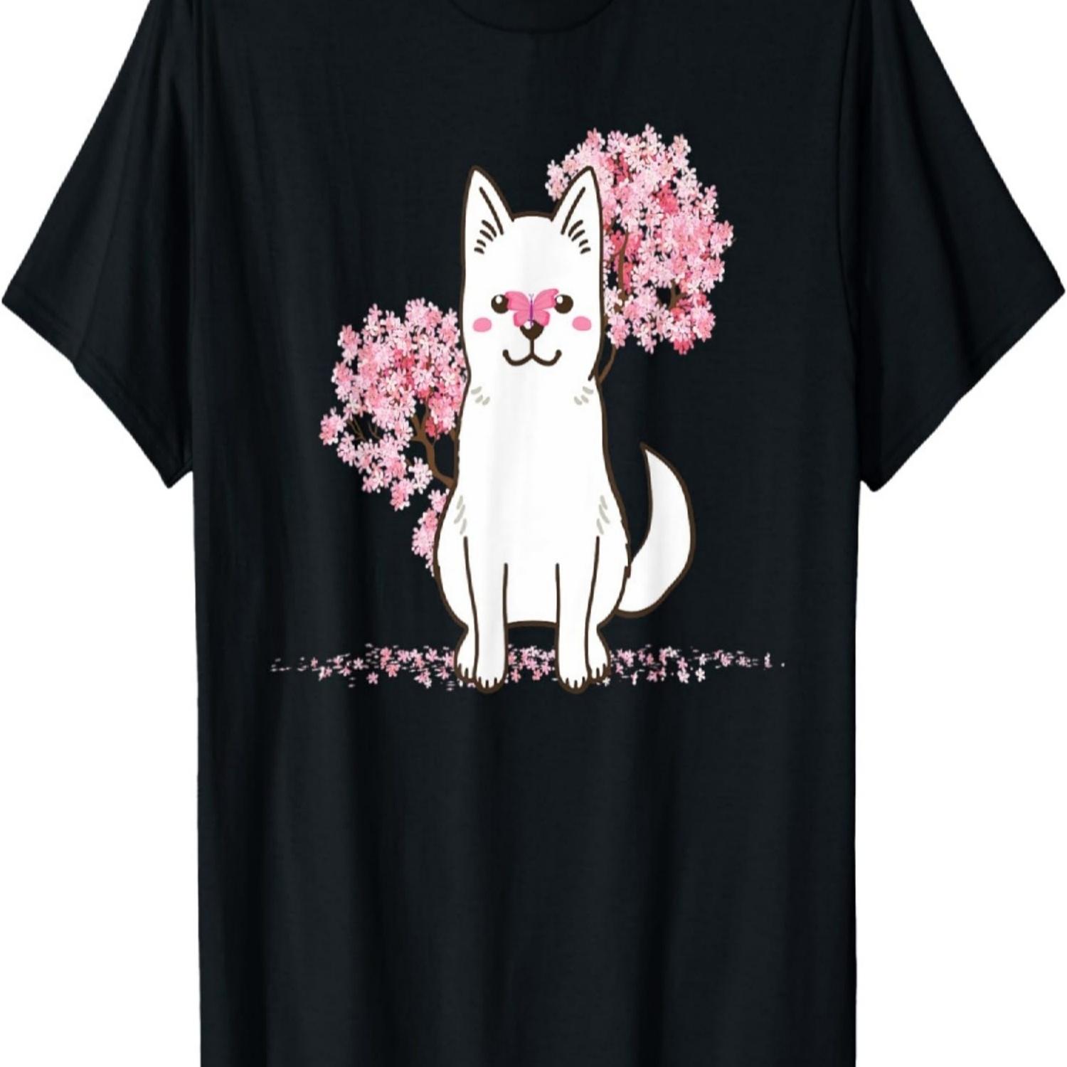 

Kawaii Sakura - Cherry Blossom Kishu Dog T-Shirt for Men Women S
