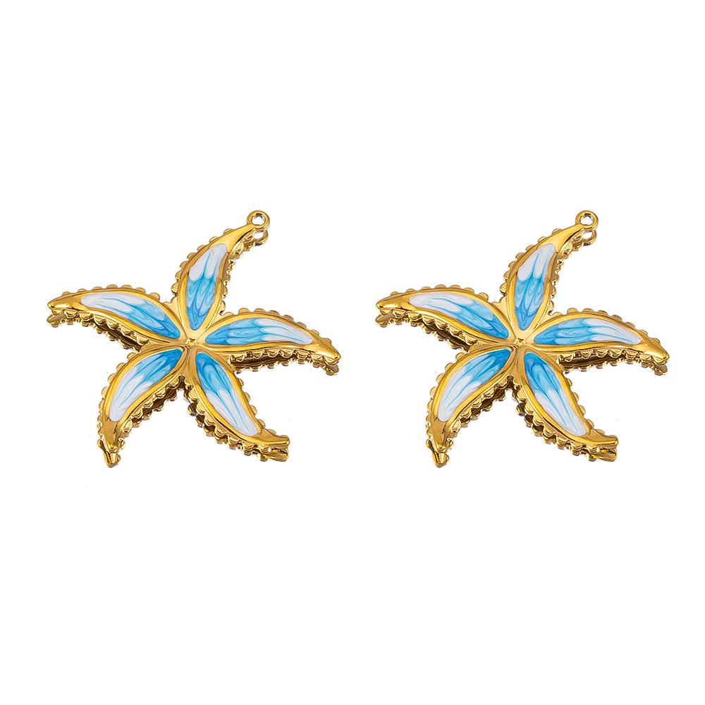 2pcs Stainless Steel Blue Enamel Marine Anklet Charms Bohemia Pendant Base for DIY Earrings Necklaces Vacation Jewelry Findings