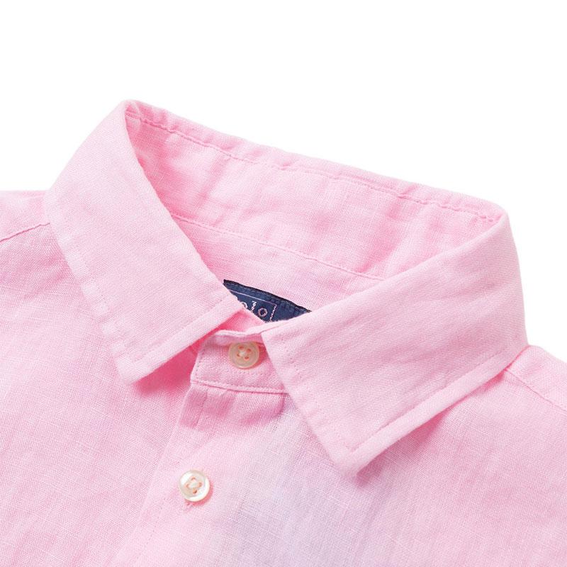 Polo Ralph Lauren Einfarbiges Hemd mit geradem Schnitt, bestickt mit Pony, Leinen, kurzärmlig, normale Passform, Damenhemden WMPOSHTNDO21066-650