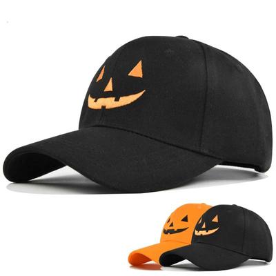 Halloween Embroidered Beanie with Pumpkin Smiling Face Baseball Cap Unisex Sun Hat Couple's Hat Outdoor Party Sports Hip-hop Hat