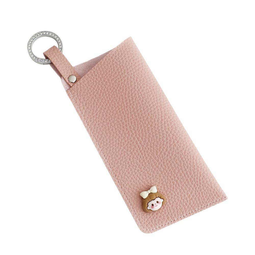 

Сумка для хранения солнцезащитных очков из ПУ кожи с брелоком Держатель для солнцезащитных очков Аксессуары для очков светло-розовый