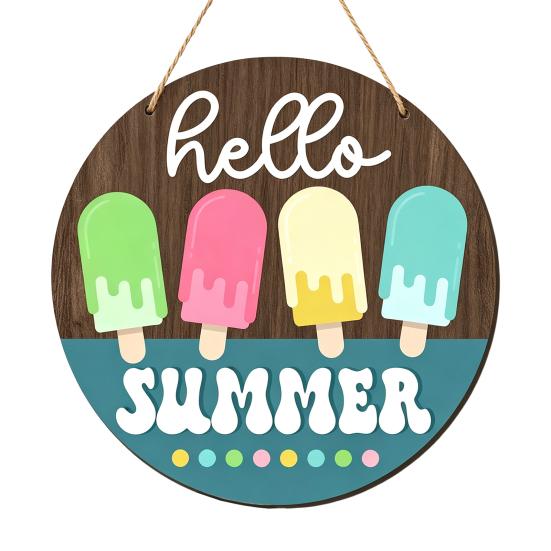 Swimming Pool Sign Summer Wooden Hanging Sign, Weather Resistant Solid Wood Plaque with Outdoor Wall Art Hemp Rope for Beach Party And Decoration