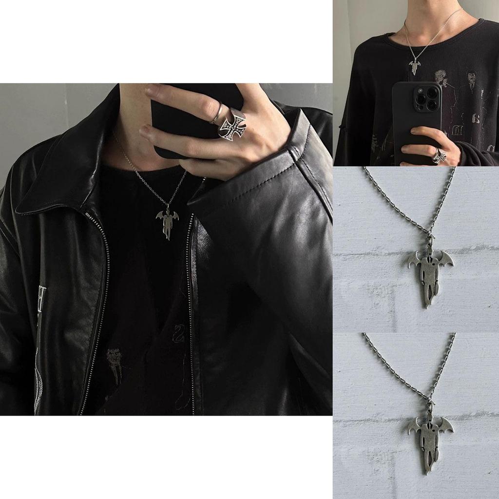 Gothic Vampire Bloodsucker Pendant Chain With Wing Design For Cosplay Costumes